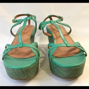 Corso Como Sea Green Platform Wedge, Sz 9.5